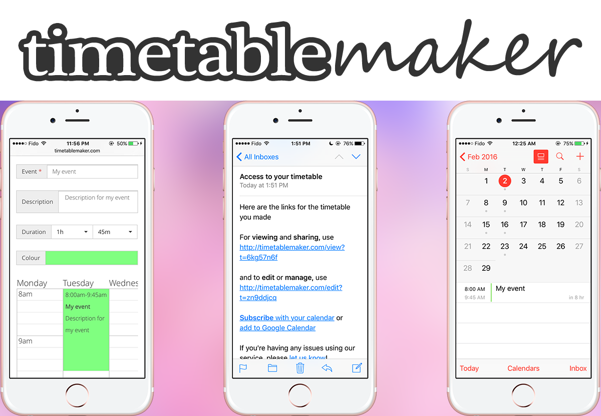 Timetable Maker and preview