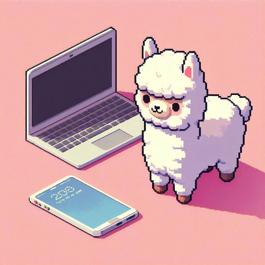 Laptop, Smartphone, and Alpaca